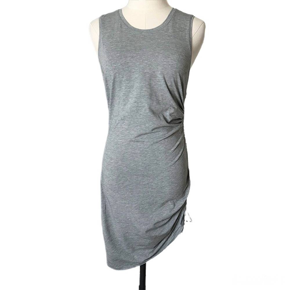 Lululemon Cinch It Dress Heathered Gray Size 6 Ruched Asymmetric Sleeveless